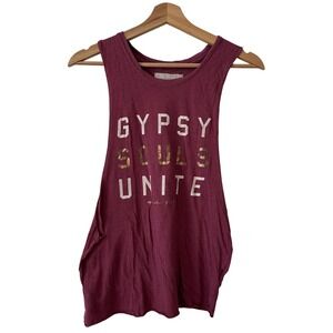 Spiritual Gangster Gypsy Souls Unite Muscle Tank Top Berry Wine XS USA Made
